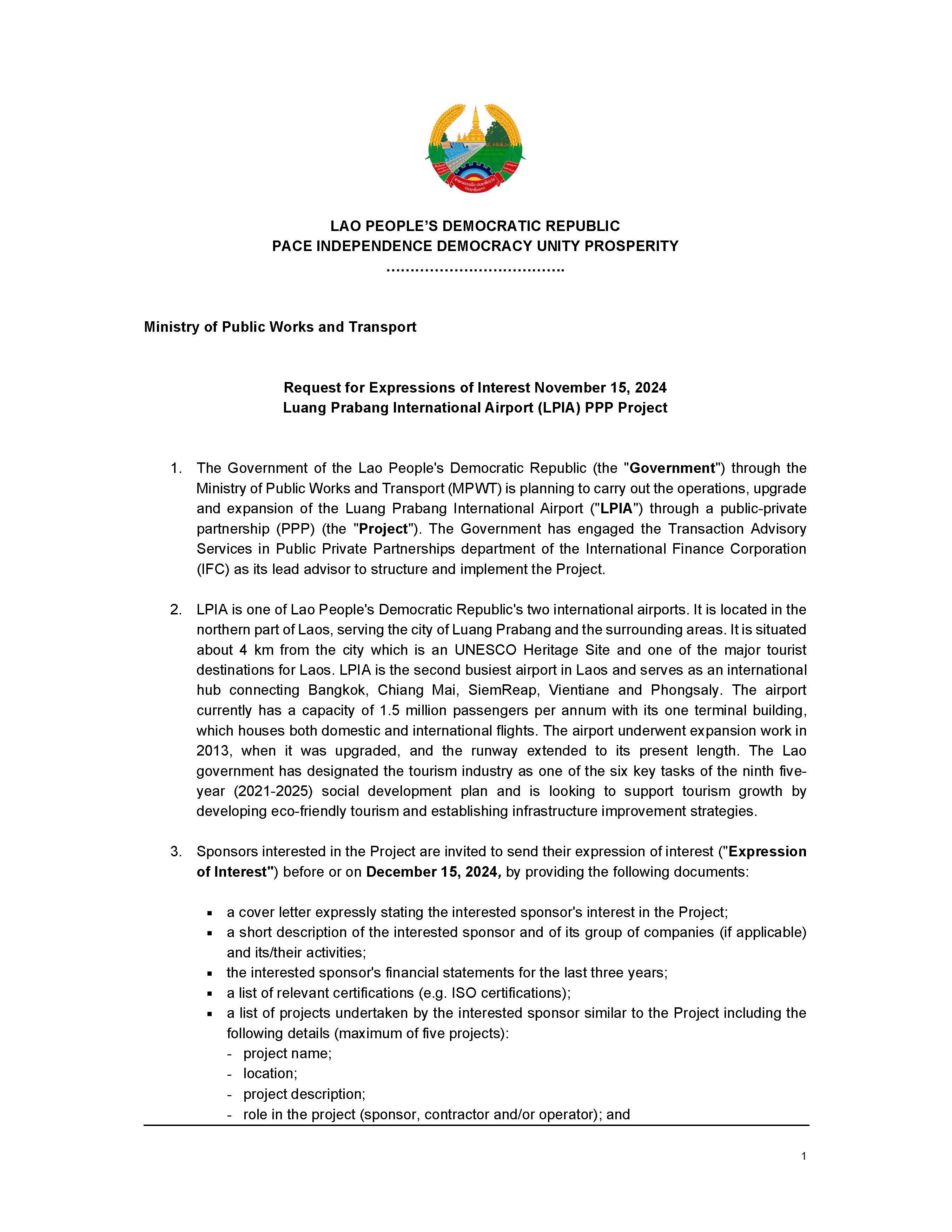 REQUEST FOR EXPRESS OF INTEREST(REOI)